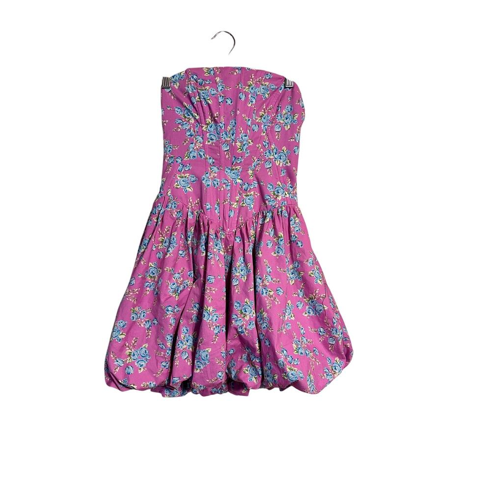 Zara Strapless Corset Bubble Dress Pink Floral Women’s Size Small